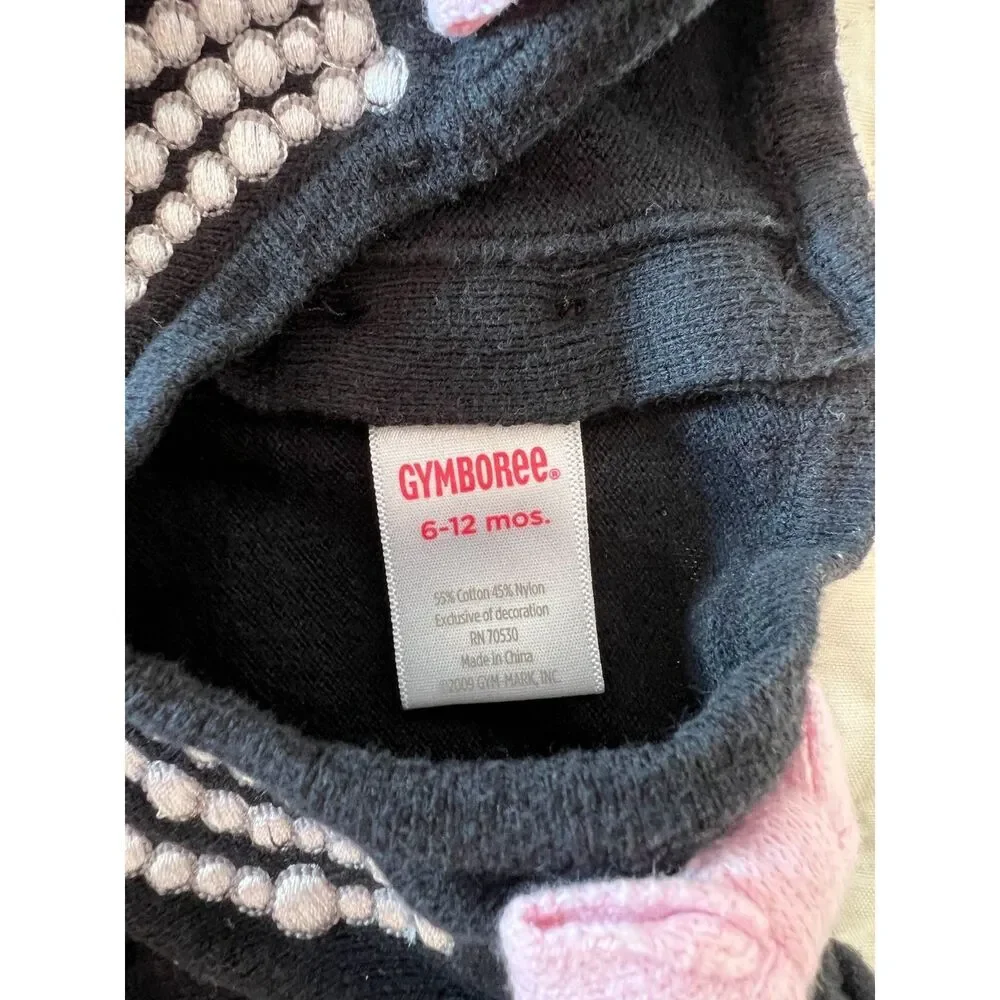 Gymboree black dress with 3 rows pearls neckline 2 bows on shoulders 6-12 months